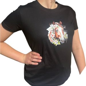 Polera negra algodón estampado